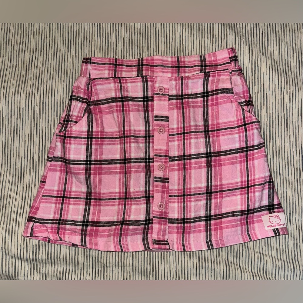 HELLO KITTY By Sanrio Pink and Black Plaid Mini Skirt